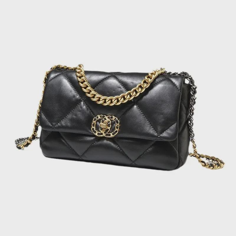 2025 Sheepskin Diamond Chain Square Bag: Stylish Women's Leather Shoulder and Messenger Bag