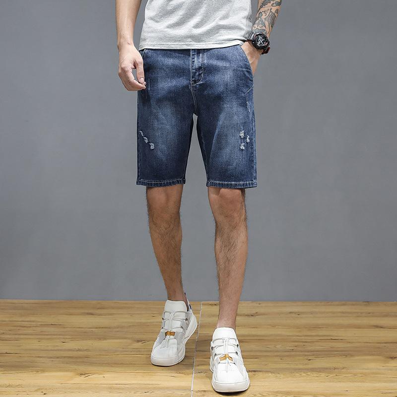 

Хлопковые модные джинсы, шорты, мужские летние тонкие эластичные бриджи на четверть, удобная и свободная мужская одежда 29