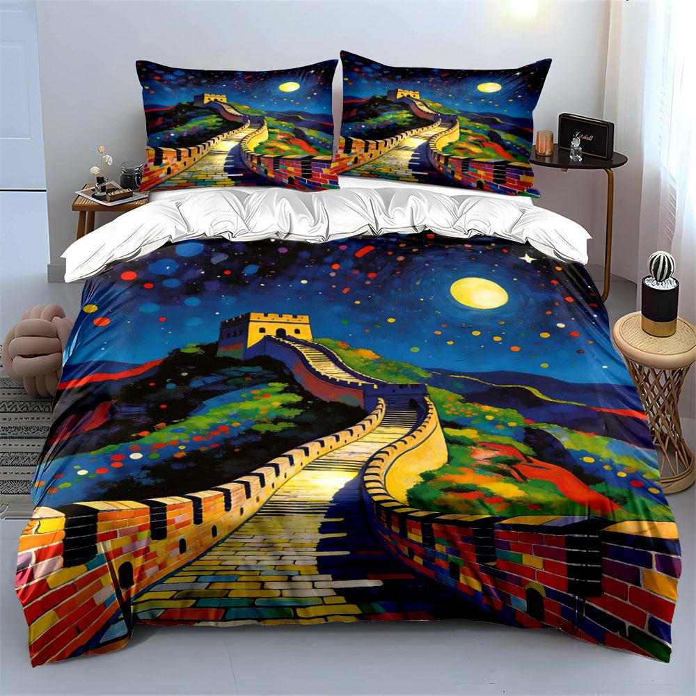 Great Wall under moon. Bedding sets Duvet cover sets Duvet covers Pillowcases(1 * Duvet Cover 2 * Pillowcases without duvet insert)