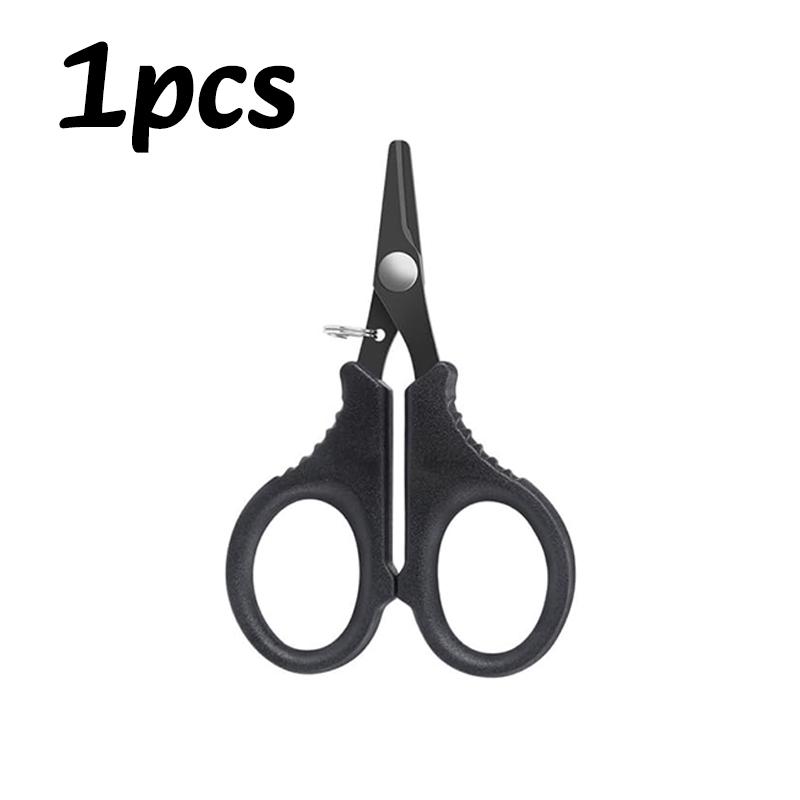 1/2PC Titanium Coating Stainless Steel Fishing Scissor Plier With Telescopic Buckle Cut PE Braid Line Cutter Plies Fishing Tools