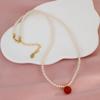 Elegant Retro Agate & Pearl Clavicle Necklace - Versatile High-End Fashion