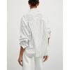 MD New Autumn New Tops Stylish Lapel Long Sleeves Single-Breasted Loose Stripes Shirt 5117846