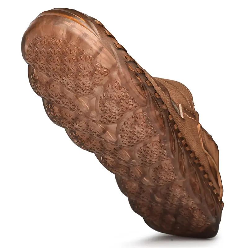 Summer Men's Leather Sandals Handmade Breathable Beach Shoes