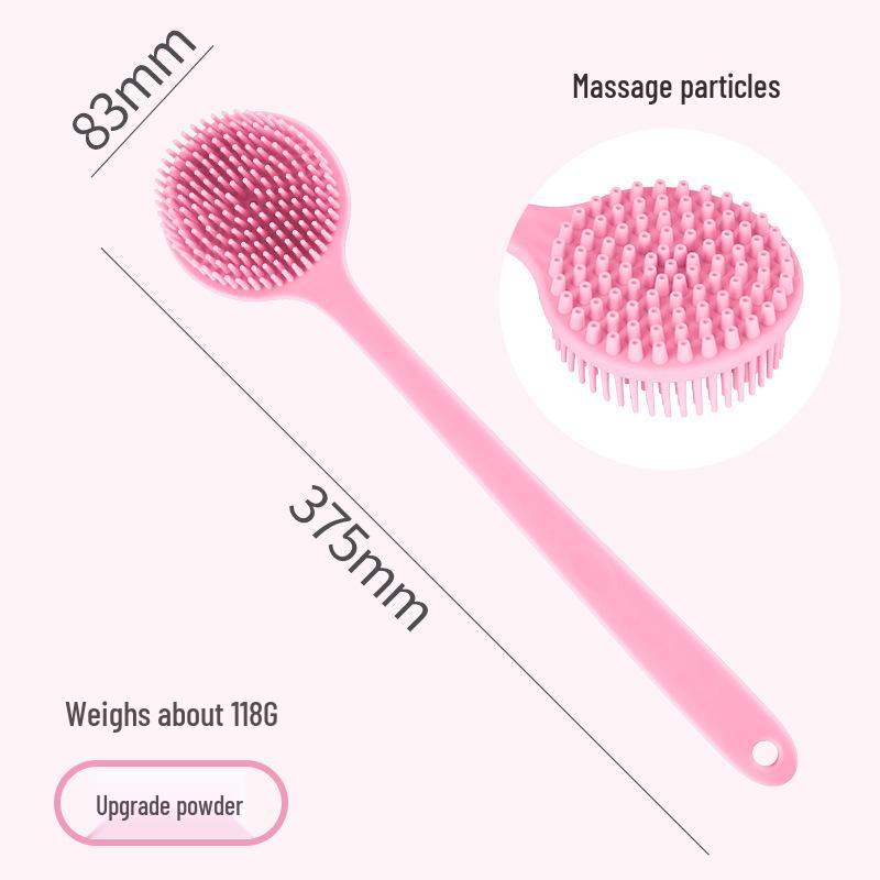 Doppelseitiger Silikon-Bade- und Rückenwäscher mit langem Griff