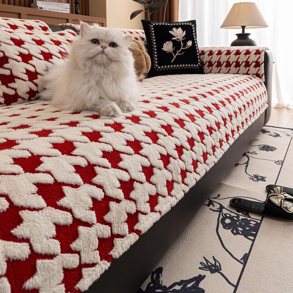 

Qianniao Geshu Cotton Velvet Sofa Cushion Winter Thickened Plush Seat Cushion Advanced Light Luxury Non-Slip Leather Sofa Cover Cover Cloth 70*70cm