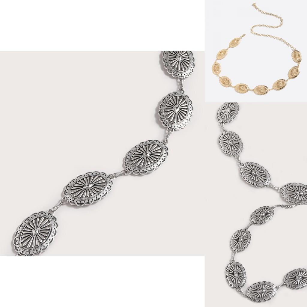 Western Style Hollow Metal Waist Chain With Carved Details For Womens Fashion Accessory