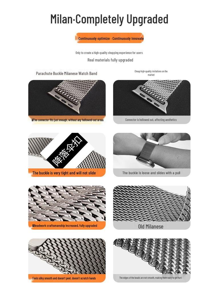 Original Milanese Steel Strap for Apple Watch Ultra2, iWatch10