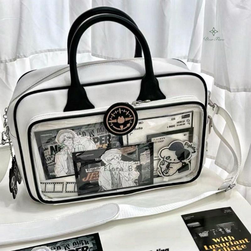 Y2K Cute Lolita Ita Bag Large Capacity Shoulder Crossbody Bag Kawaii Girls Transparent Messenger Bag DIY Display Casual Handbags
