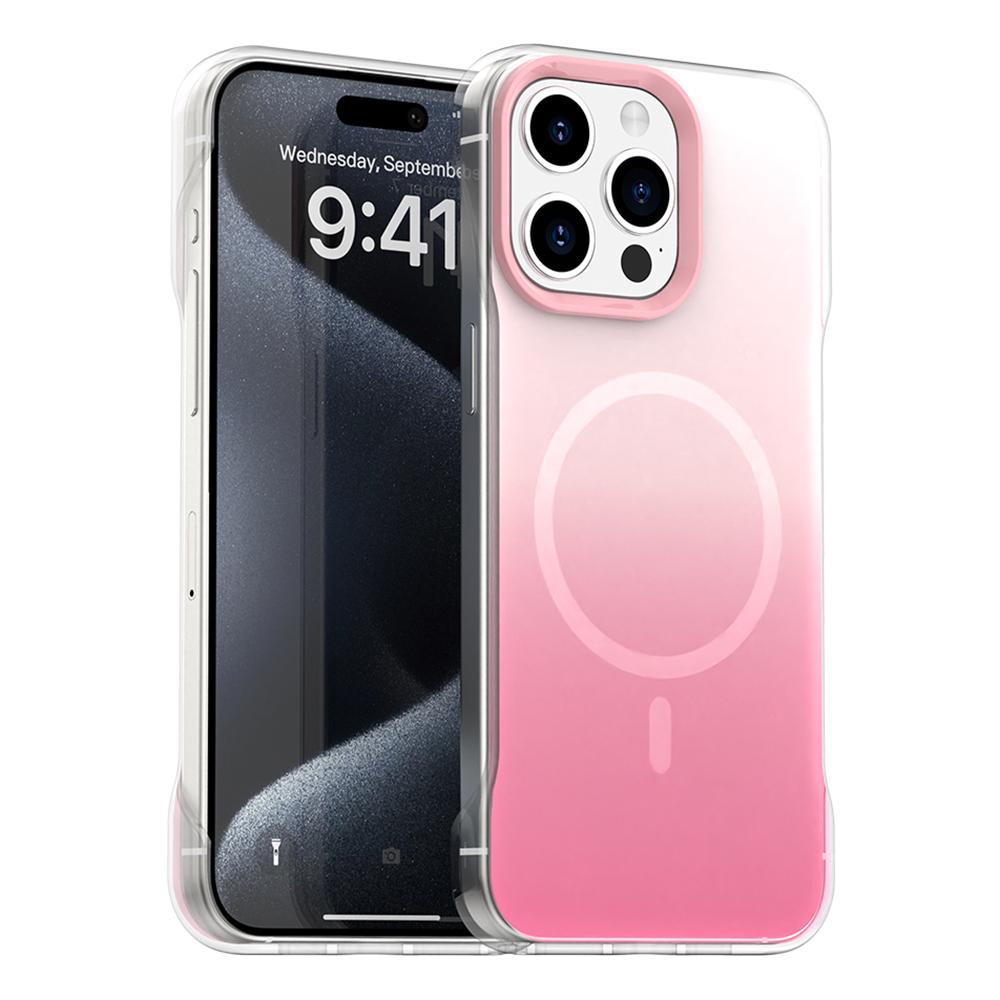 For iPhone 15 Pro Magnetic Case Gradient Design Borderless IMD TPU+PC+PET Phone Cover