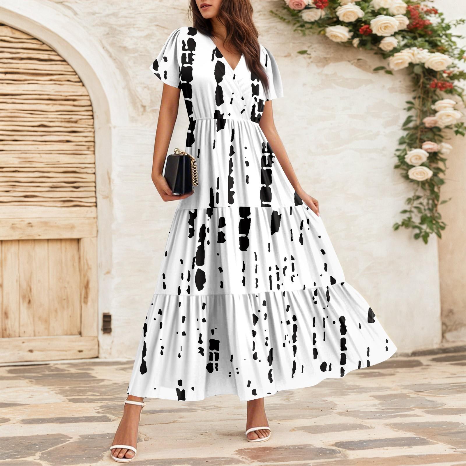 

Women s Flowy Dresses Women s Summer Dresses Casual Short Sleeve Maxi Dresses Formal Maxi Dresses XL білий