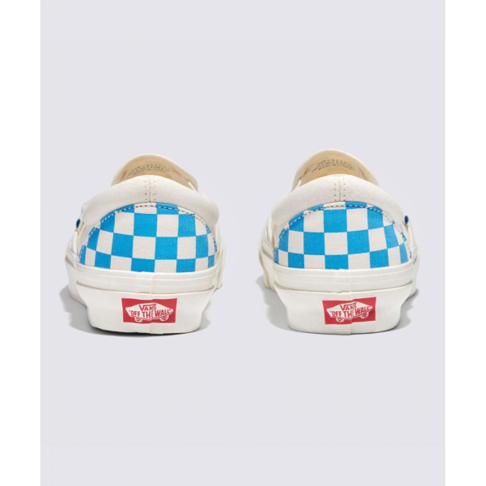 Vans Mte Slip On Issue 98   Checkerboard Cyan Blue Vn000cwa0h71