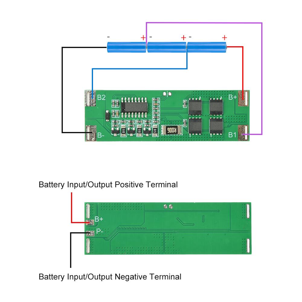 1S BMS 11.6V Lithium Battery Protection Board with Charging Balancing 11A Overcharge Over-Discharge Protection for High-Power