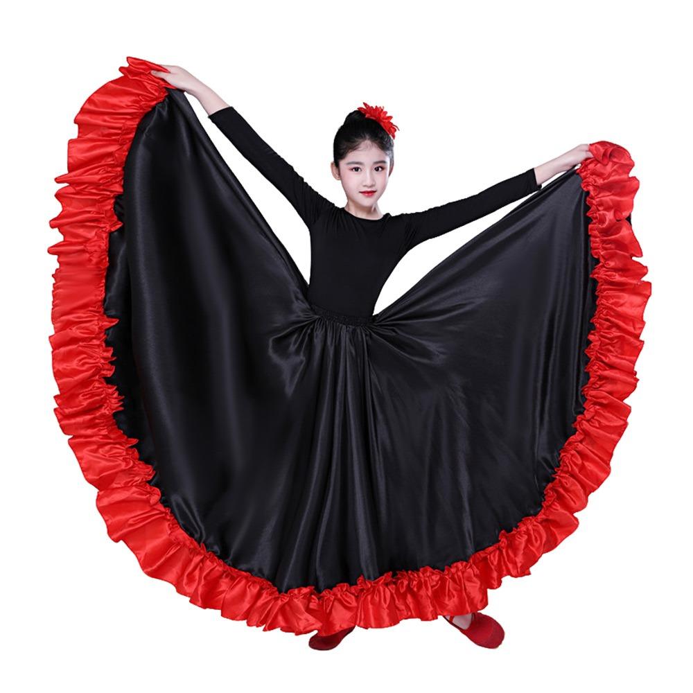 Glatter Spanischer Paso Doble Rock Polyester Party Lateinischer Tanz Kostüm Großer Schwung Karnevalskleid Bühnenauftritt Rock Tanz