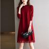 Bottom semi-turtleneck knitted dress women's autumn and winter new medium and long styles with coat inside and outside sweater skirt