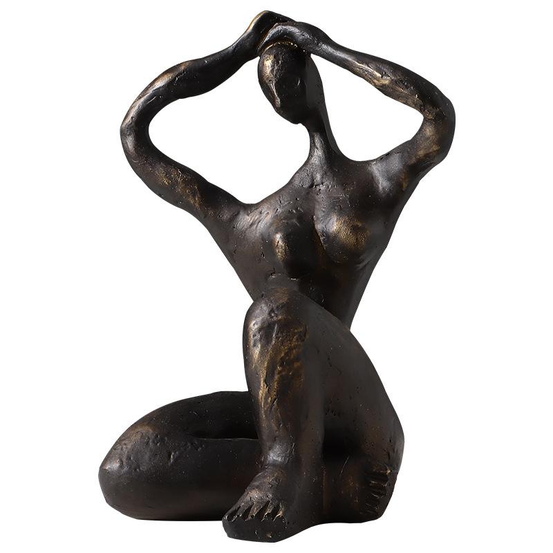 Resin Handicrafts Realistic Figure Sculpture Abstract Girl Yoga Figurine Decorative Figurines Home Decoration Accessories