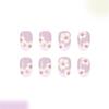24PCS Floral Pattern Press On Nail In Light Purple French Style Oval Shape Shining For Quick Application Daily Use