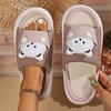 Fashion Cute Cartoon Bear Linen Slippers Women Breathable Sole Four Season Indoor Slippers Comzy Plus Size 45 Unisex House Slides Shoes