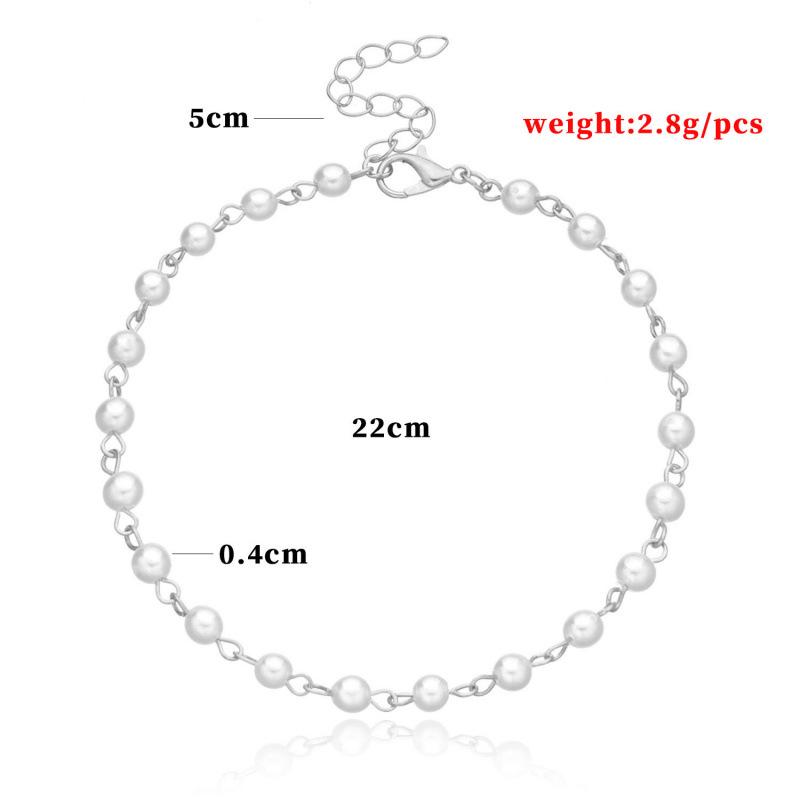 European-American Geometric Pearl Chain Beach Anklet for Women - New Fashion Jewelry