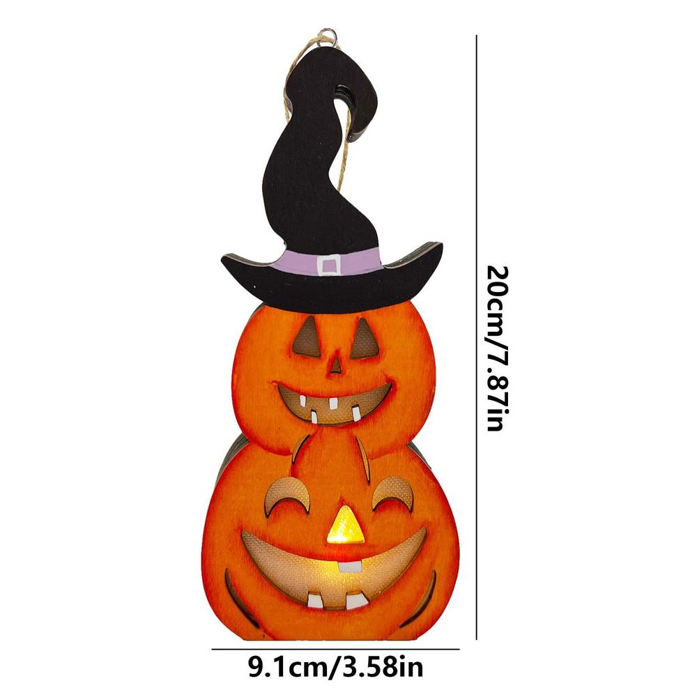 

Halloween Jack O Lanterns Wooden Halloween Lamp LED Light Pumpkin Prop Indoor Light Battery Powered Festive Decoration For