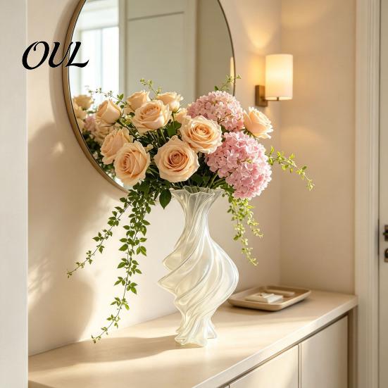 Living Room Table Ornament Modern Twisted Flower Vase, 3D Printed Decorative Sophisticated Office Desk Decor Artistic Centerpiece Vase for Flowers,