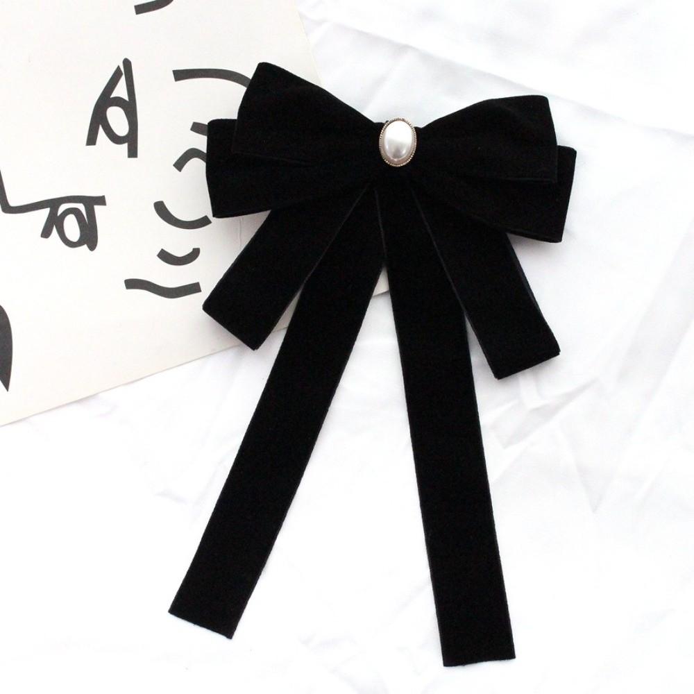 Velvet Black Ribbon Pin Beads Funerals Memorial Pin Simple Ribbon Badge Brooch  Men