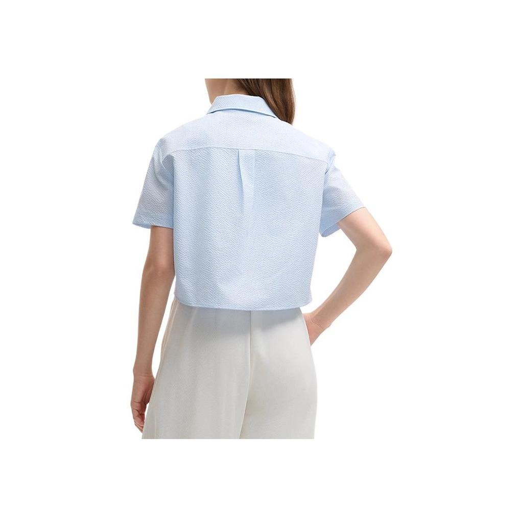 FILA X TIM LAHAN Stone Skin-Friendly Comfortable Fashion Soft Short Sleeve Shirt Women shirts Blue F51W529403F-LB