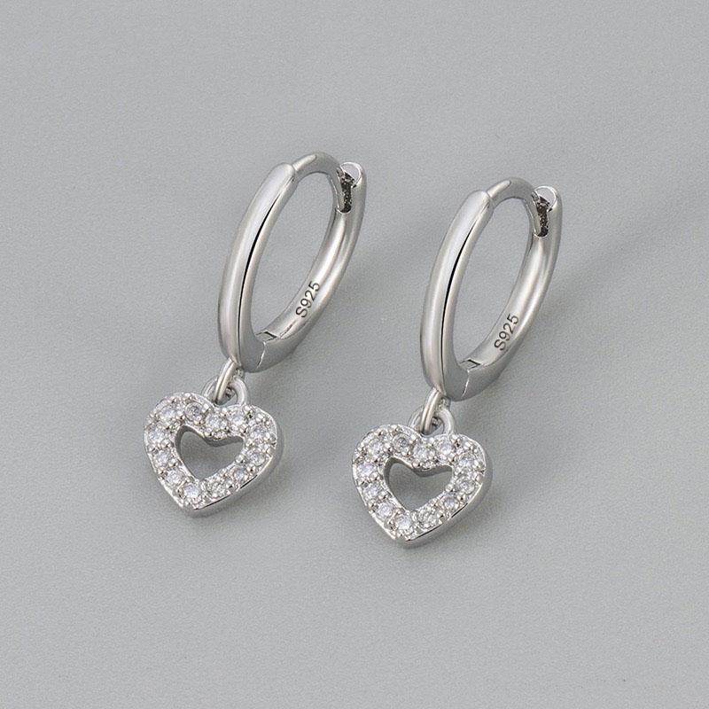 925 Silver Earrings For Women Trendy Heart Star Zircon Earring Jewelry Prevent Allergy Party Accessories Gift