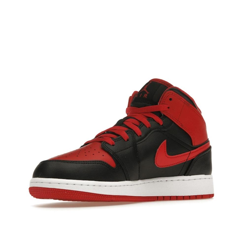 Air Jordan 1 Mid GS Alternate Bred Kids Sneakers Black Fire-Red White DQ8423-060