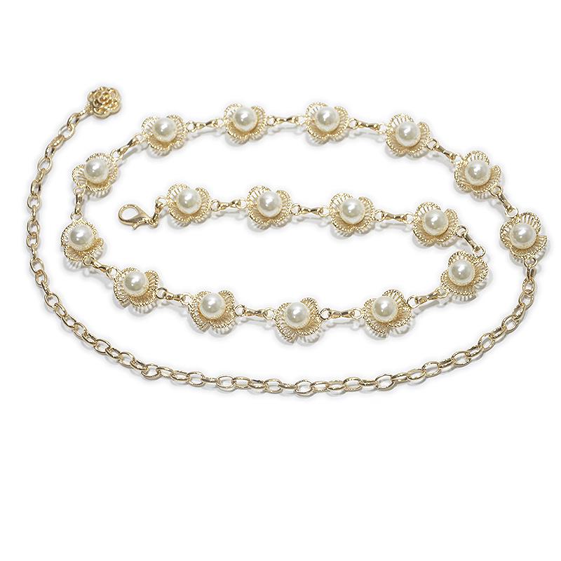 Women s new metal waist chain - ethnic style pearl sailor dance body chain - belly dance waist chain 105cm золотой