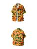 Retro Dark Green & Orange Chrysanthemum Cuban Collar Shirt