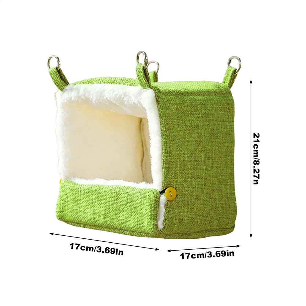 

Pet Bird Parrot Cages with Heating Pad Warm Plush Hammock Hut Tent Bed Hanging Cave for Sleeping and Hatching Bird Accessories зелений