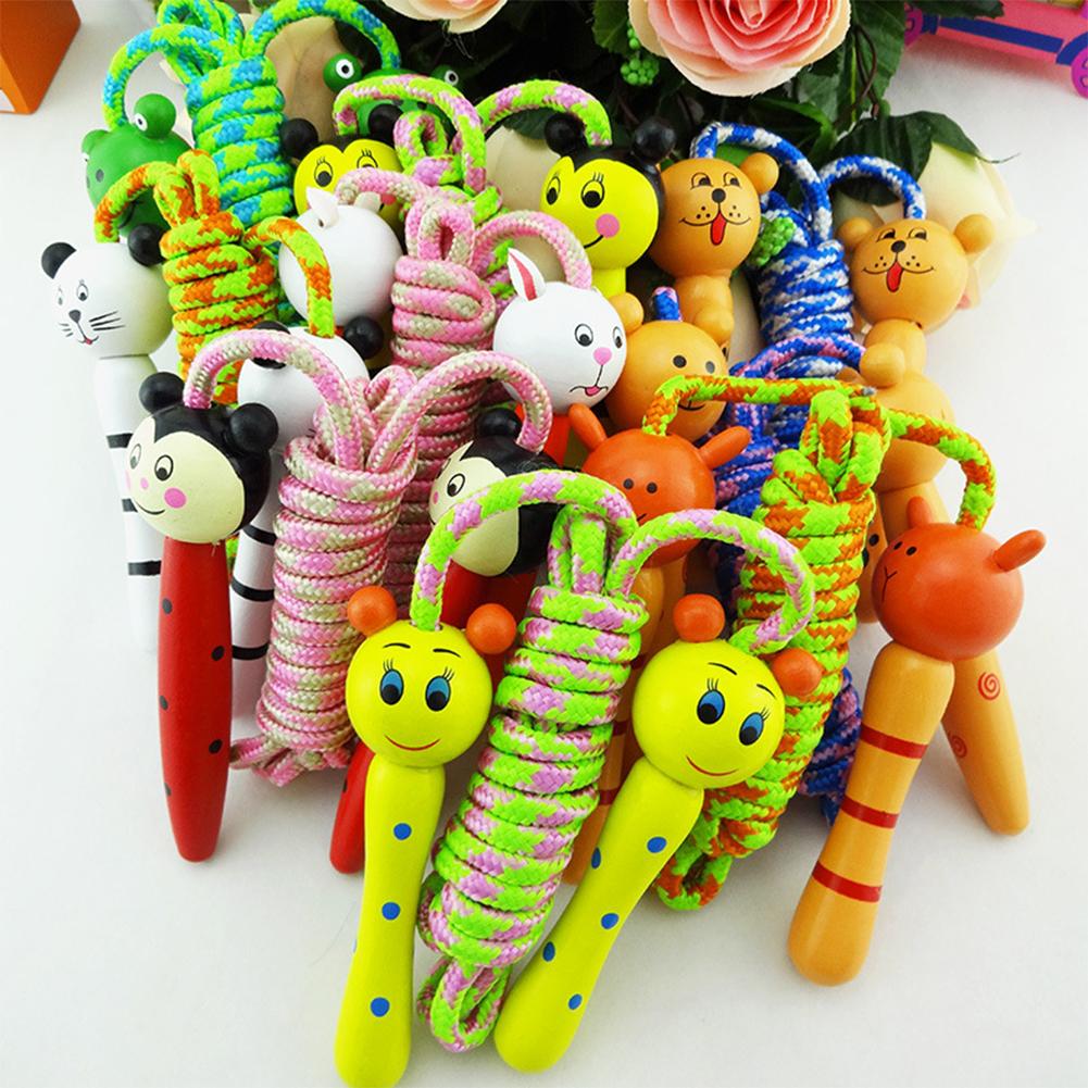 Creative Cute Skipping Rope Children's Toy Wooden Handle Jumping Game Fitness Build Random Handle Style Award Christmas Halloween Gift