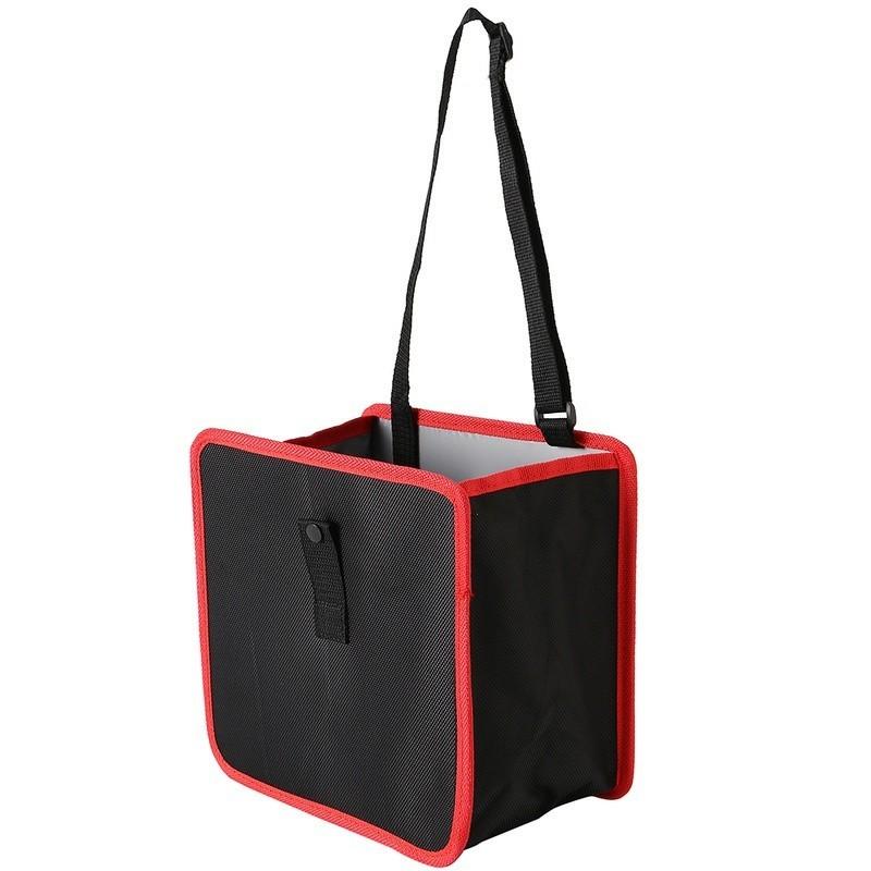 Vielseitiger schwarzer und roter Oxford-Stoff Auto-Sitz-Organizer mit wasserdichtem Design für effiziente Aufbewahrung