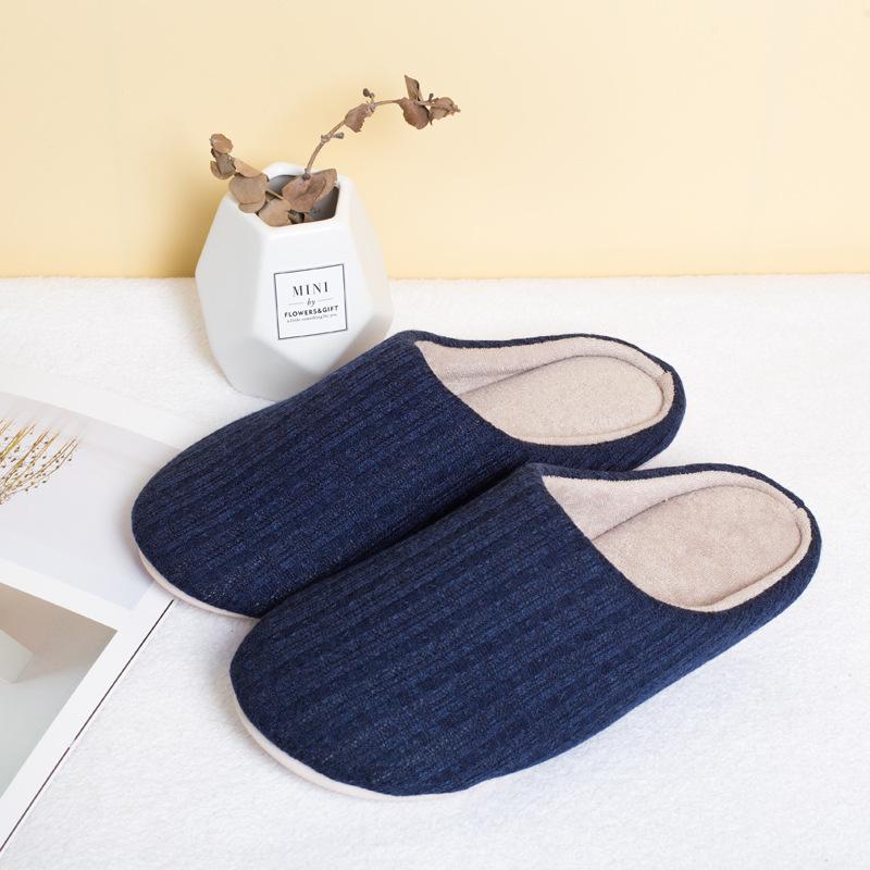 Japanese Korean Autumn Winter Couples Silent Soft Sole Home Unisex Cotton Slippers Wood Floor Anti Slip Quiet Slippers