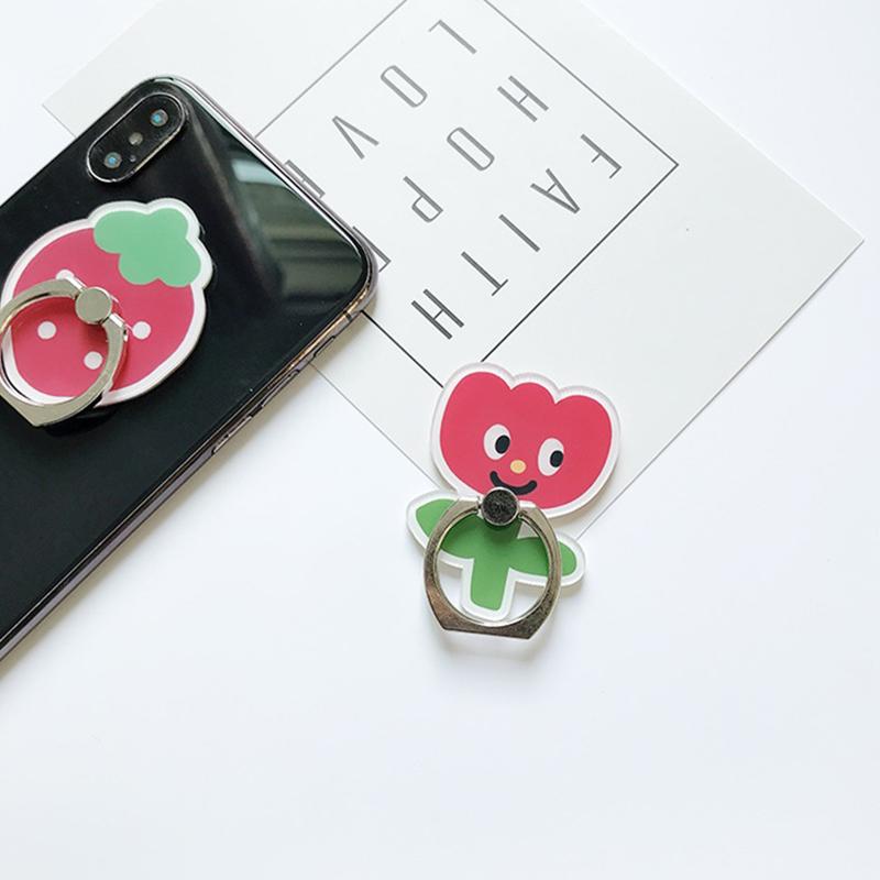 Cute Bear Phone Holder Flowers Finger Ring Stand Lazy Bracket Phone Kickstand