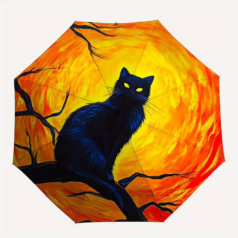 

1pc Black Cat Moon Automatic Open/close Folding Umbrella, Compact Portable Travel Umbrella,Durable Construction yy250814200