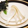 Pure White Bone China Irregular Embossed Floral Anti-scalding Tableware Set