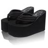 Beach thick super beautiful wedge fatigue improved grip and easy walking [Clear] sandals, sole, 11cm, legs, sole, simple, resistant, (Black, 36,