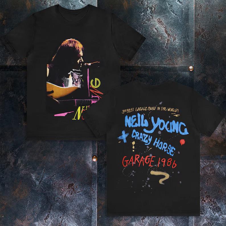 

Vintage 80s Graphic Neil Young Crazy Horse Short Sleeve Unisex TShirt Unisex T-Shirt XXXXL