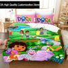 Conjunto de cama 3D Print D-Dora Cartoon Explorer Capa de edredom Conjunto de cama Capa de edredom Fronha Edredom King Queen Size Meninos Adultos