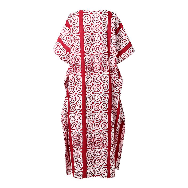 Summer Women Short Sleeve Striped Print Casual Loose Oversized Long  Maxi Robe Dress