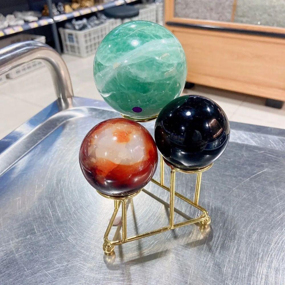 Large Capacity Triangular Ball Base Silver/Black/Gold Crystal Ball Stand  Office