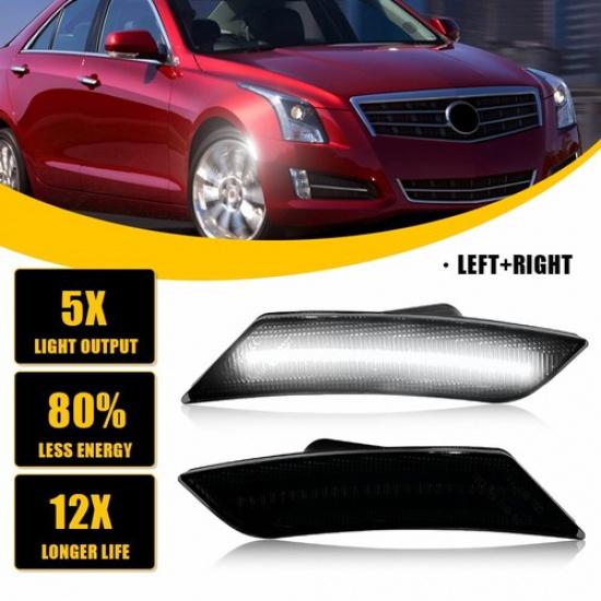 For 2013 2014 Cadillac ATS & 2017-2024 XT5 Smoke Front Bumper Side Marker Lights