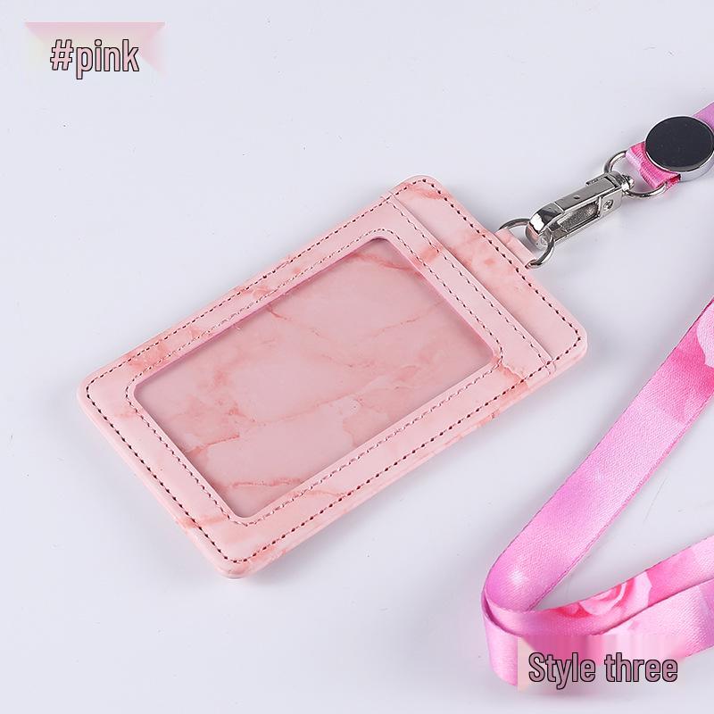 Jinbei Leather ID Card Badge Holder with Lanyard