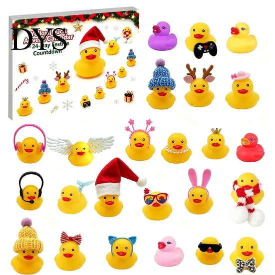 Festive Box Duck Advent Calendar 2026, 24 Day Christmas Countdown with Funny Desk Accessories Pcs Bath Toys, Holiday Gifts for Kids Toddlers