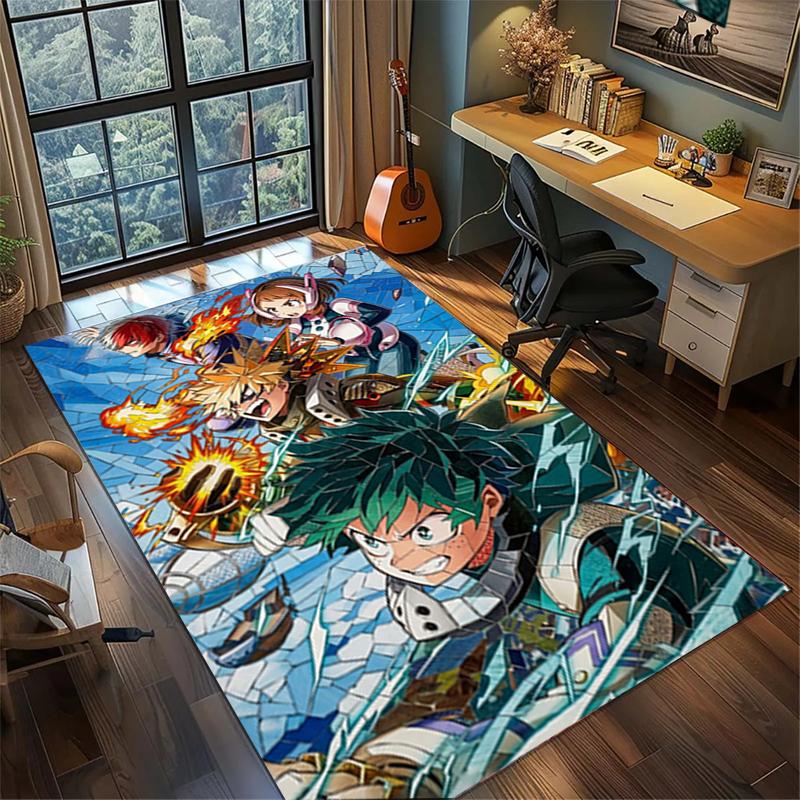 Washable Non Slip My Hero Academia Rug Large Area Floor Mat Gamer Room Bedroom Decor