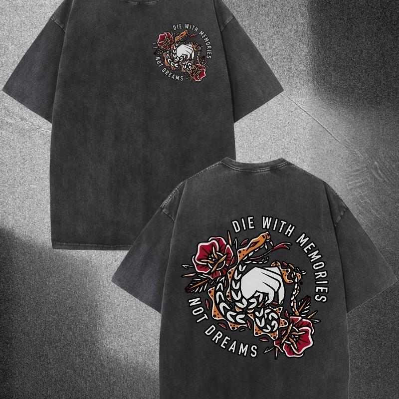 Men'S Washed T-Shirt | Light Purple Streetwear Graphic Tee , "LOVE THEN MISTERY" Design, Regular Fit Short Sleeve for Summer