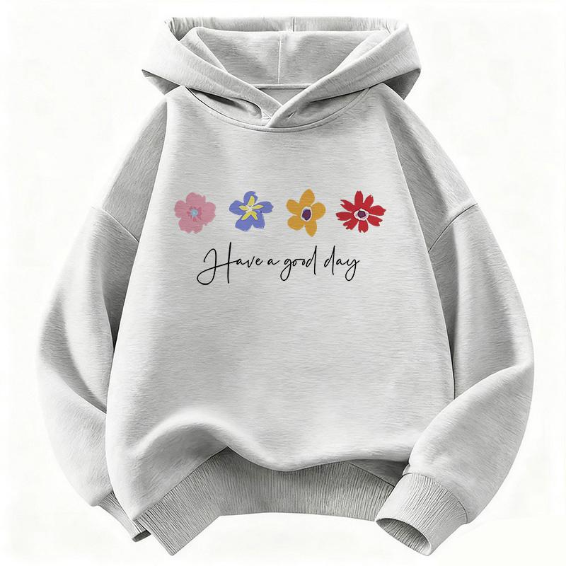 Have A Good Day Flower Design Hoodie Kids Children's Sweatshirt Hoody Casual Hoodies for Boys Girls Clothes