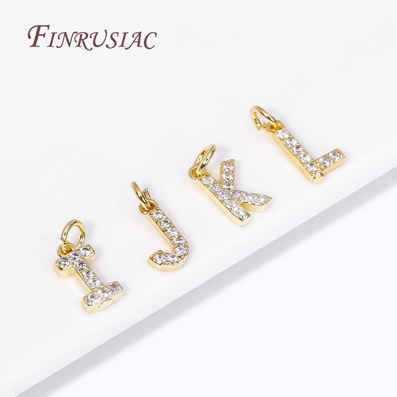 18K Gold Plated Copper A-Z Alphabet Charms For DIY Women's Necklace Jewelry Making Supplies,Fashion Inlay Zircon Letter Pendants