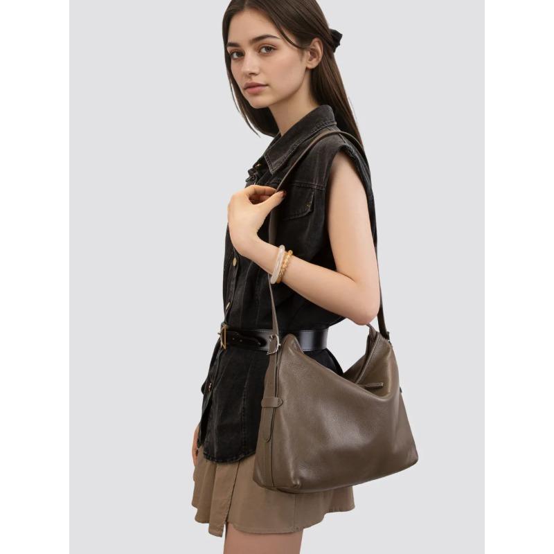 100% Genuine Leather Women's Handbag fashi niche shoulder underarm bag daily retro tote bag fashi crossbody bag as gift